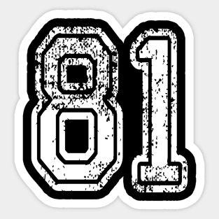 Number 81 Grungy in white Sticker